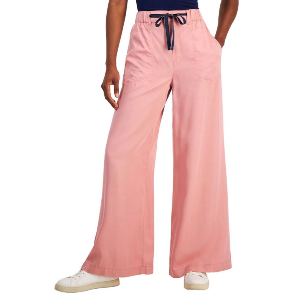 Nautica Womens Wide-Leg Wide Leg Casual Pants, Pink, XL, DM